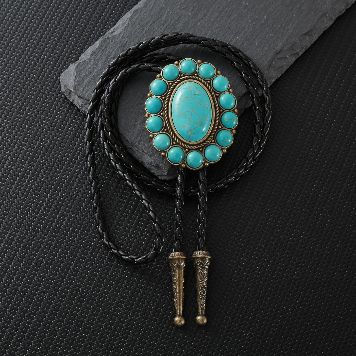 GelConnie Turquoise Bolo Tie for Men Womens Bolo Tie Cowboy Necktie Natural Stone Bolo Ties Necklace