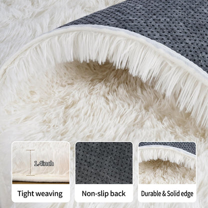 Rug for Living Room Bedroom, 5x7 Area Rugs for Living Room, Ultra Soft Modern Shaggy Carpets Fuzzy Rug for Boys Girls Dorm Nursery Home Decor Aesthetic, Upgrade Non-Slip Durable, Cream White
