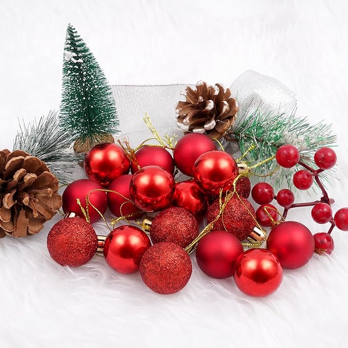 30ct Christmas Ball Ornaments, 1.18" Shatterproof Christmas Tree Decorations, Perfect Hanging Ball for Indoor/Outdoor Holiday Party Decor