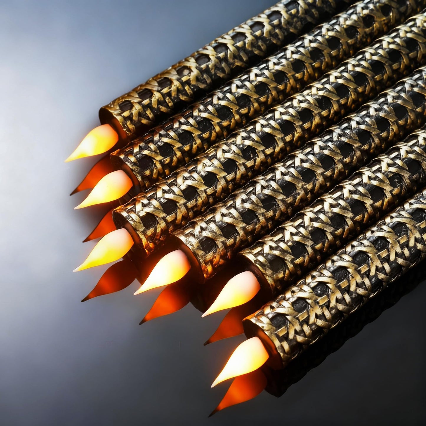 LCZLUMIPRO 6 Pcs Black and Gold Flameless Taper Candles - 9.65 Inch Battery Operated LED Candlesticks with Flickering Flame for Elegant Table, Wedding & Home Decor