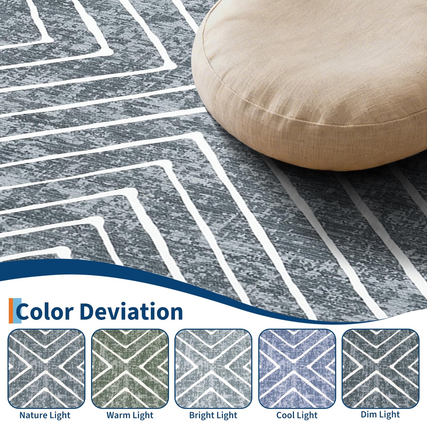 ROYHOME Geometric Area Rug 4x6 Washable Bedroom Rug Non Slip Contemporary Living Room Stain Resistant Modern Throw Dining Room Carpet Small Indoor Abstract Accent Carpet, Dark Grey