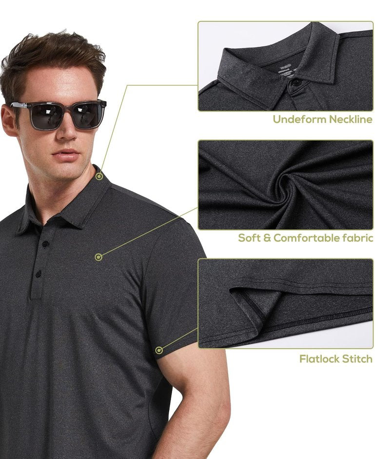 TELALEO 5 Pack Mens Polo Shirts Quick Dry Short Sleeve Golf T Shirt Performance Moisture Wicking Casual Workout SetB XL