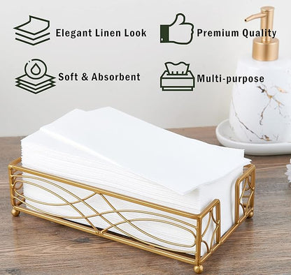 FOCUSLINE 100 Disposable Bathroom Napkins, Linen-Feel Paper Guest Towels