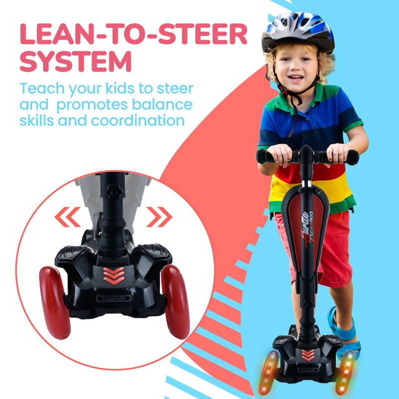 Hurtle 3 Wheeled Scooter for Kids - 2-in-1 Sit/Stand Child Toddlers Toy Kick Scooters with Flip-out Seat, Adjustable Height, Wide Deck, Flashing Wheel Lights, For Boys/Girls 1 Year Old+