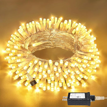 Connectable Warm White String Lights Indoor Bedroom, 8 Modes Christmas String Light Plug in Classroom Lights, 49ft 150 LED Fairy Twinkle Light for Wedding Holiday Christmas Decor