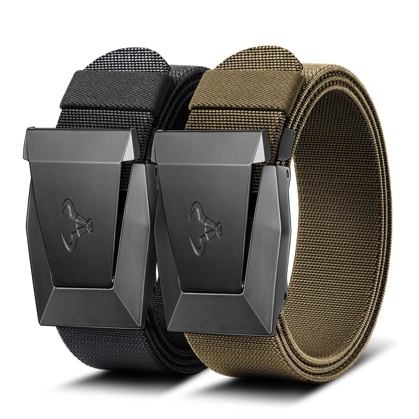 BULLIANT Men Belt Multipack,Tacitcal Holster Web Adjustable Belt Stretch Fit Quickly Release For Outdoor Duty,Cut For Fit(Black/Wood Thrush,38"-42" Waist Adjustable)