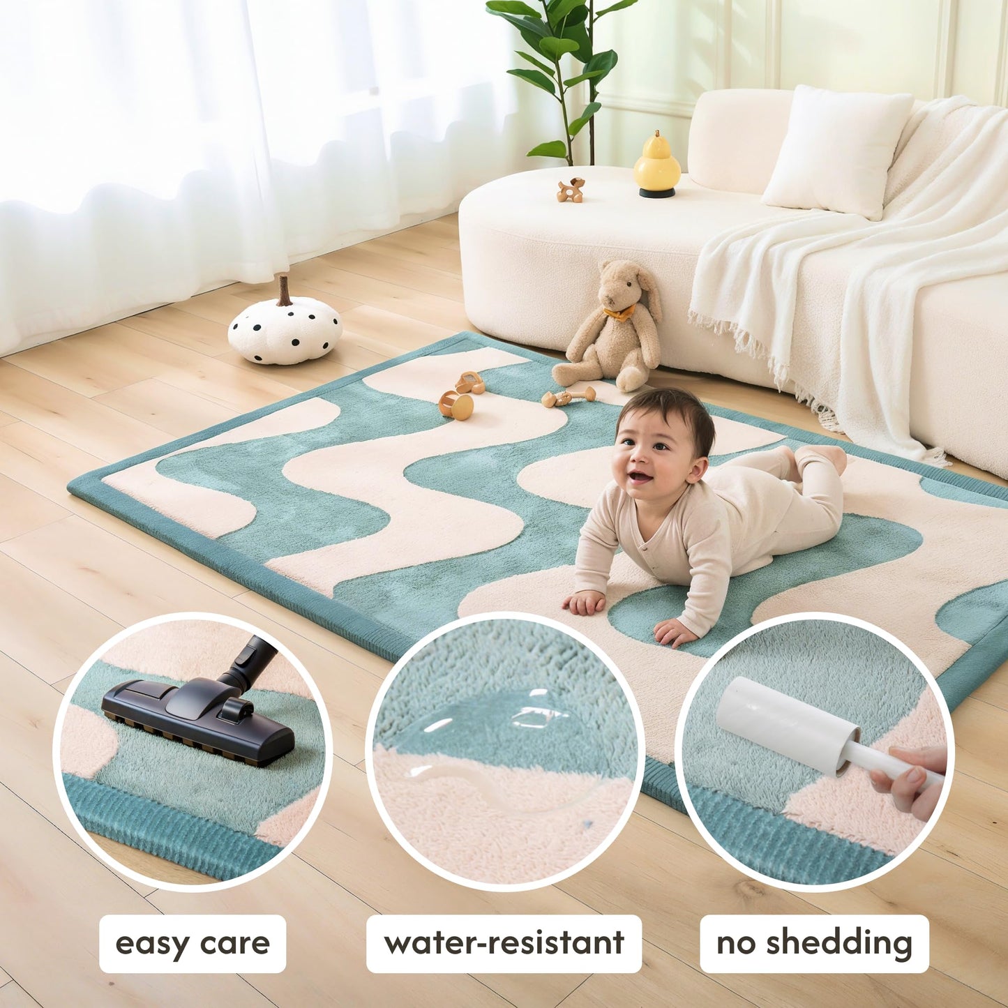 Hakuna Matte CloudRise Baby Play Mat for Floor 60" x 80" Waves