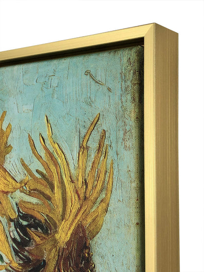 Wieco Art Framed Wall Art Canvas Prints of Sunflower by Vincent Van Gogh Paintings Reproduction Abstract Wall Decorations for Living Room Golden Frame