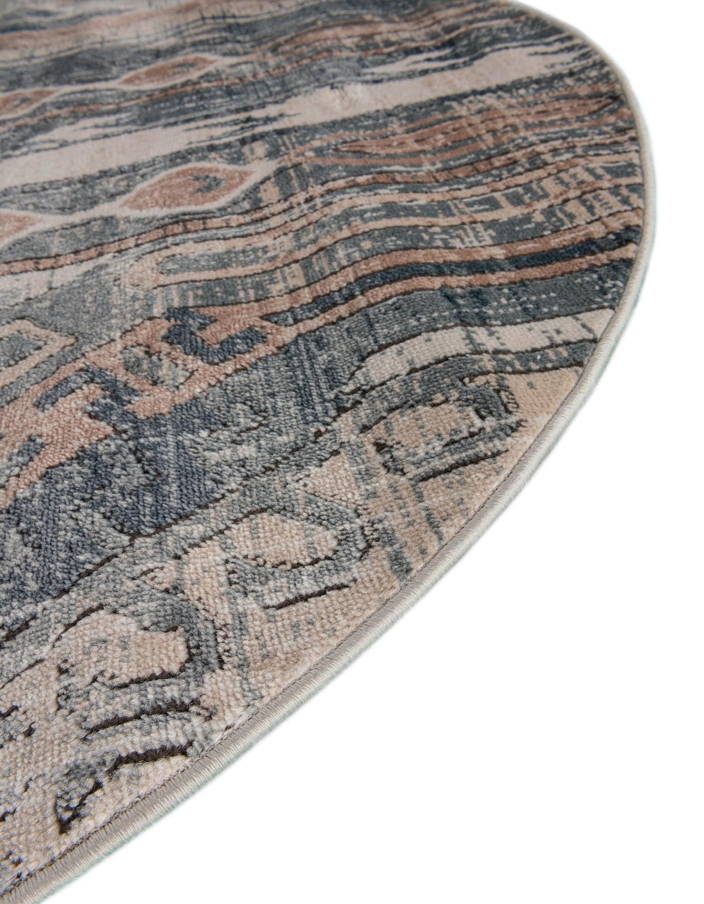 Rugs.com - Oregon Collection Rug – 5 Ft Round Navy Blue Easy-Clean Rug – Rustic Southwestern Style for Bedrooms, Living Rooms, and Entryways