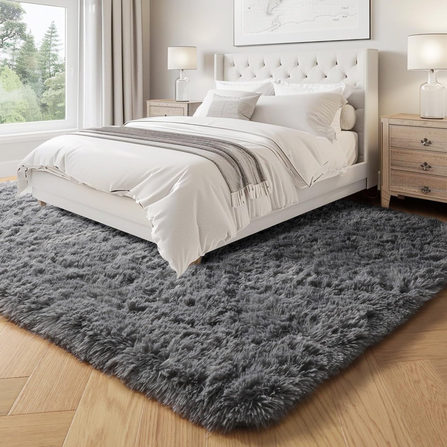 PAGISOFE 8x10 Living Room Rug Grey, Soft Large Rugs for Bedroom, Thick Shaggy Big Carpet, Plush Fur Kids Rugs for Playroom, Fuzzy Modern Area Rug for Classroom, Home Decor, Shag Indoor Fluffy Rug