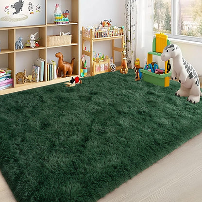 Lairep Large Area Rugs for Living Room Bedroom, 8x10 Feet Dark Green Fluffy Shag Rugs, Ultra Soft Shaggy Plush Fuzzy Modern Indoor Throw Floor Carpet for Girls Boys Dorm Nursery Home Decor Aesthetic