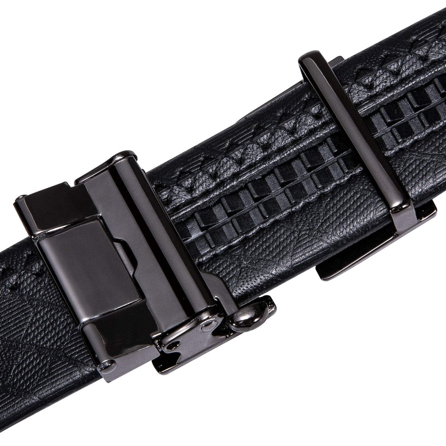 Dubulle Men Designer Belt Genuine Leather Black Fashion Adjustable Sliding Automatic Buckle for Casual Party Gift
