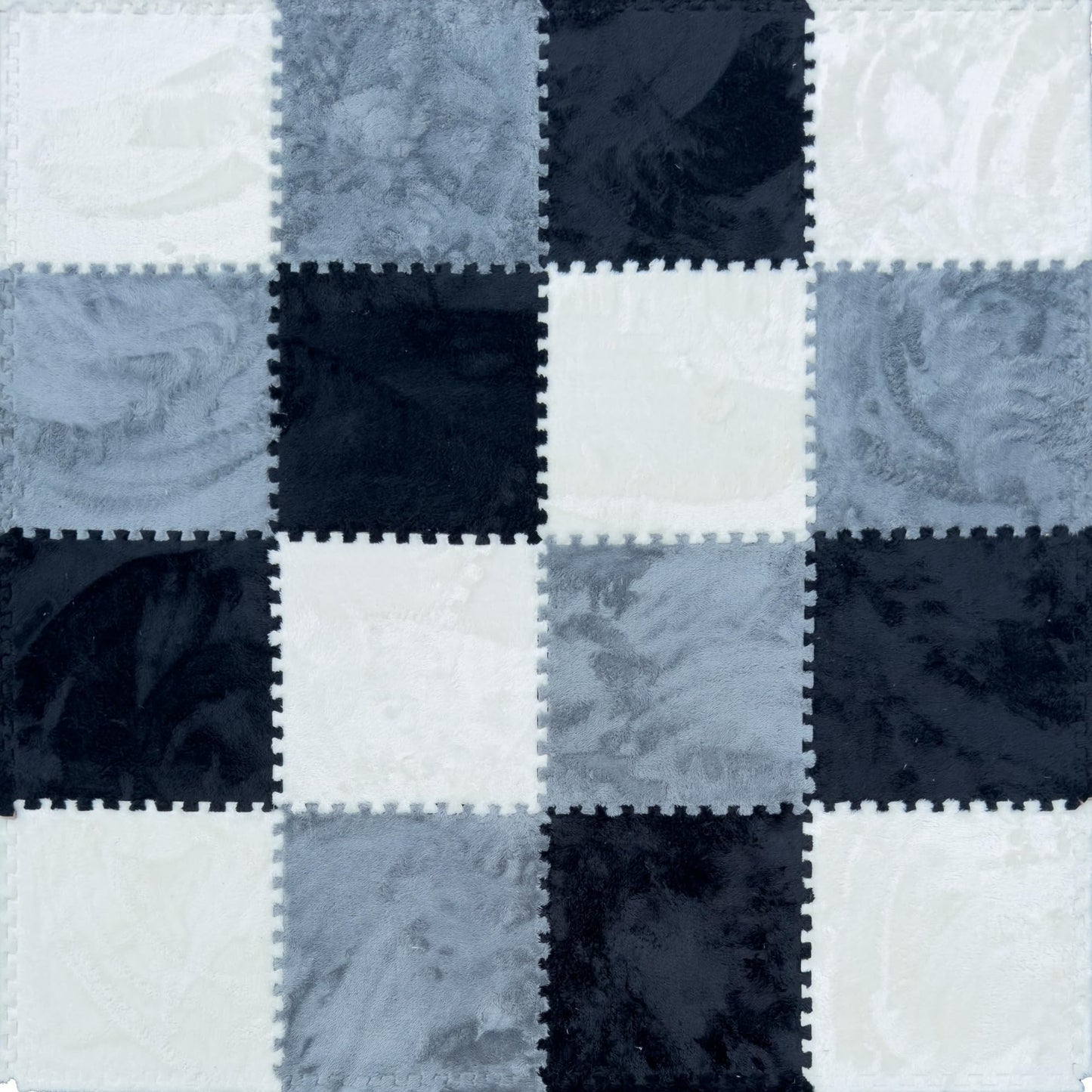 Puzzle Carpet Squares - Large 16 Piece Interlocking Carpet Tiles, Thick Padded Squares for Baby Play Mats & Flooring Tile with Cushions, Playroom & Classroom Rug, EVA Soft Attached Plush Playmats