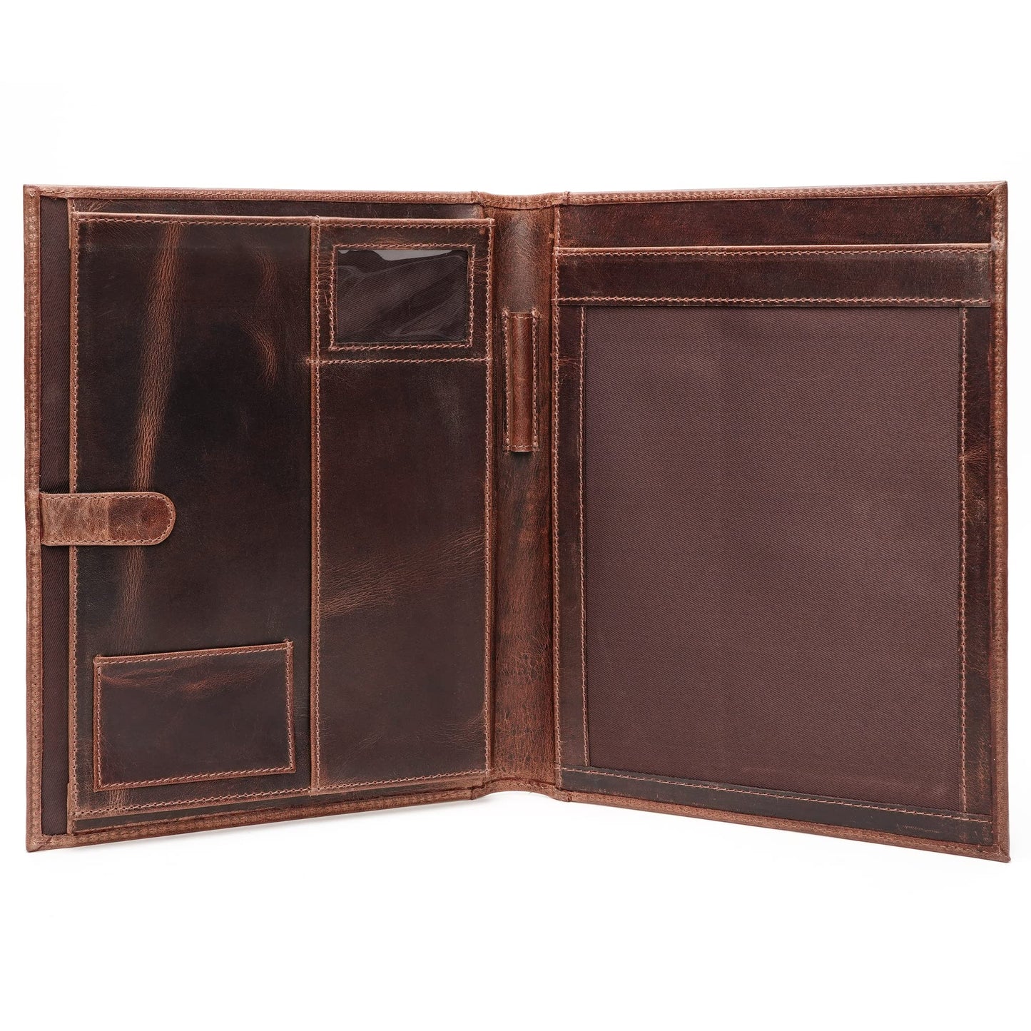 Leather Portfolio Binder, Professional Organizer Padfolio – Resume Folder, Business Card & Document Holder, Portfolios for Men & Women, Office & Business Supplies | (Medium - Brown)
