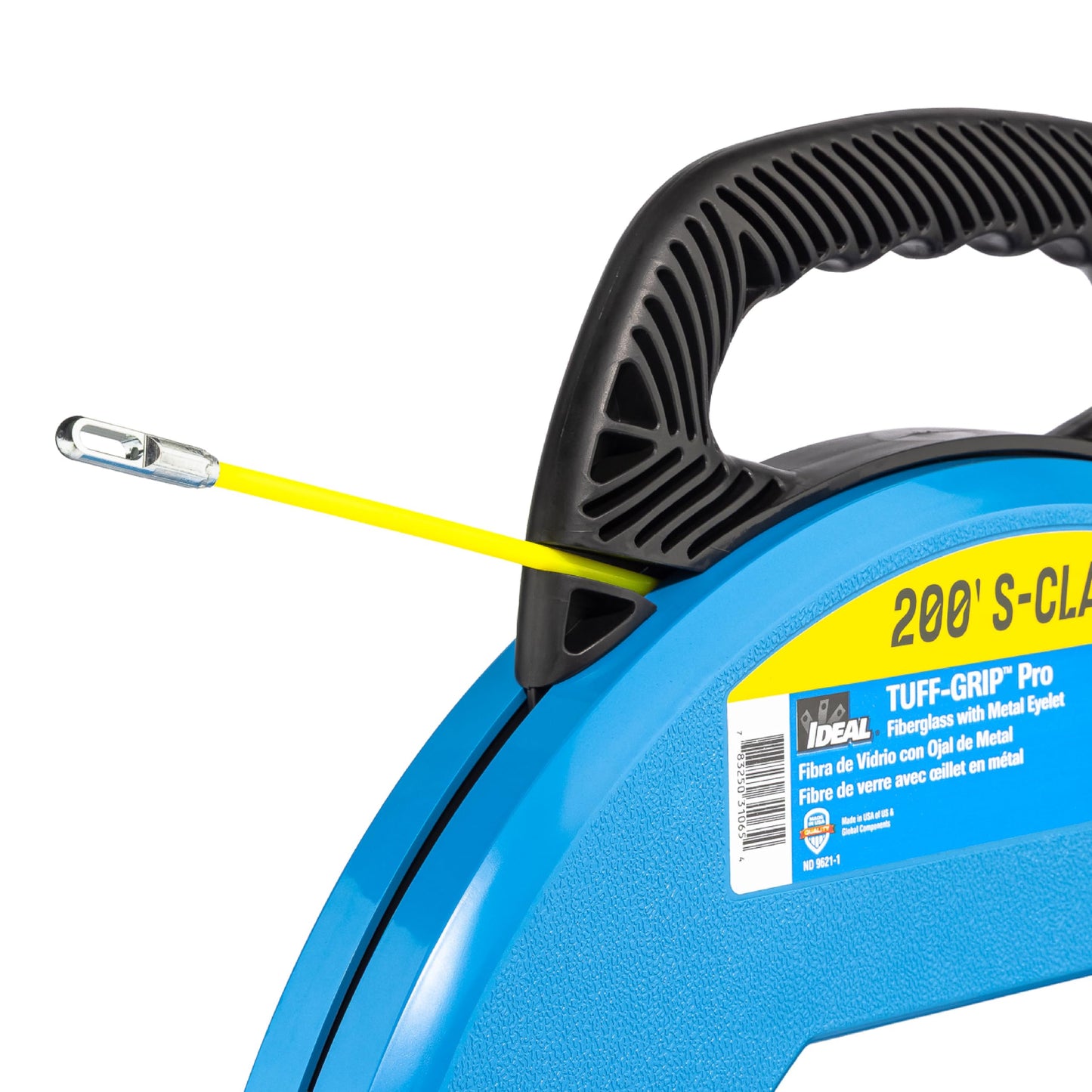 Ideal Electrical 31-065 S-Class Fiberglass Fish Tape 3/16 in. x 200 ft., Non-Conductive Fishing Tape with 12 in. Metal Eyelet, Tuff-Grip Pro Case