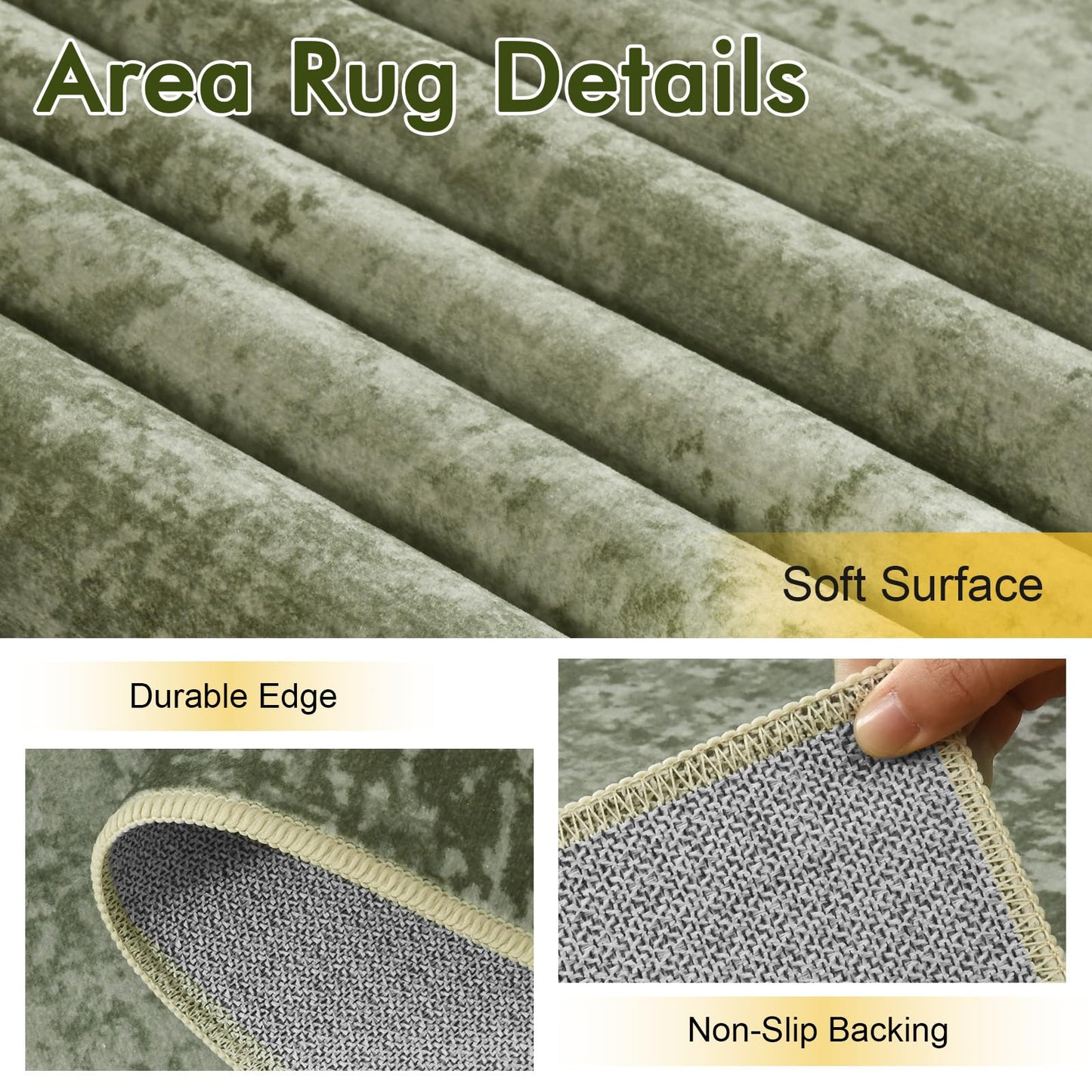 6x9 Ft Large Area Rugs for Living Room, Soft Non-Slip Washable Rugs Modern Abstract Pattern Carpet for Bedroom Indoor Floor Nursery Home Decor (Green)