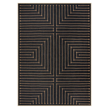 Lahome Neutral Geometric Outdoor Rug, 5x7 Black Living Room Dining Room Rug Indoor Outdoor Carpet, Farmhouse Rhombus Non Slip Non Shedding Carpet for Patio Deck Office Classroom