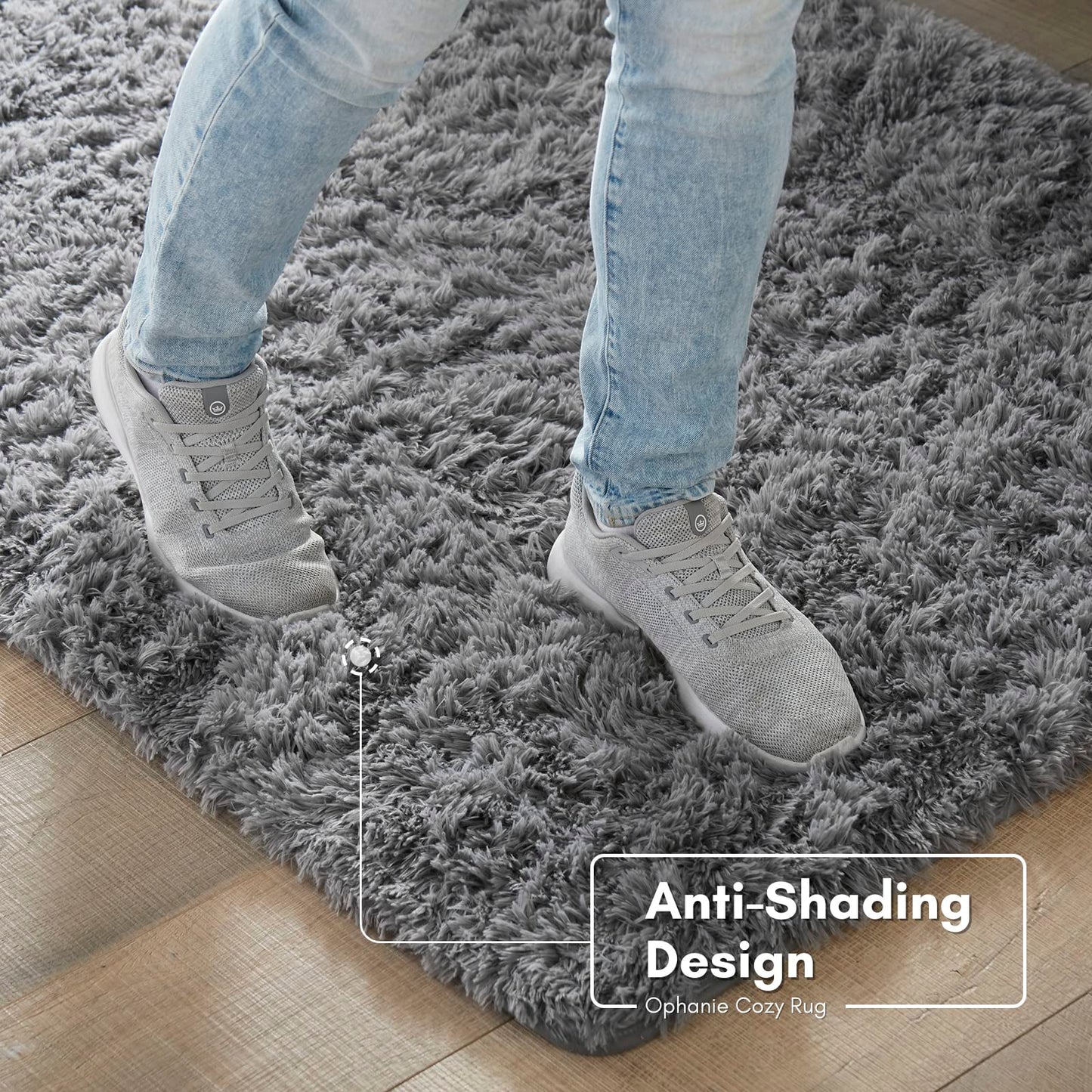 Ophanie Upgrade 4x6 Rugs for Bedroom, Grey, Fluffy Shaggy Soft Area Rug, Gray Non-Slip Indoor Floor Carpet for Living Room, Kids Baby Boys Teen Dorm Home Decor Aesthetic, Nursery, Rug