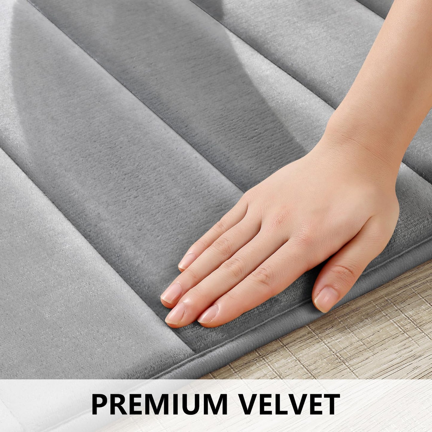 BYSURE Bathroom Rugs Sets 2 Piece, Memory Foam Non Slip Extra Soft Absorbent Machine Washable Toilet Bath Mats (Grey, 20x32+U-Shaped 20x24)