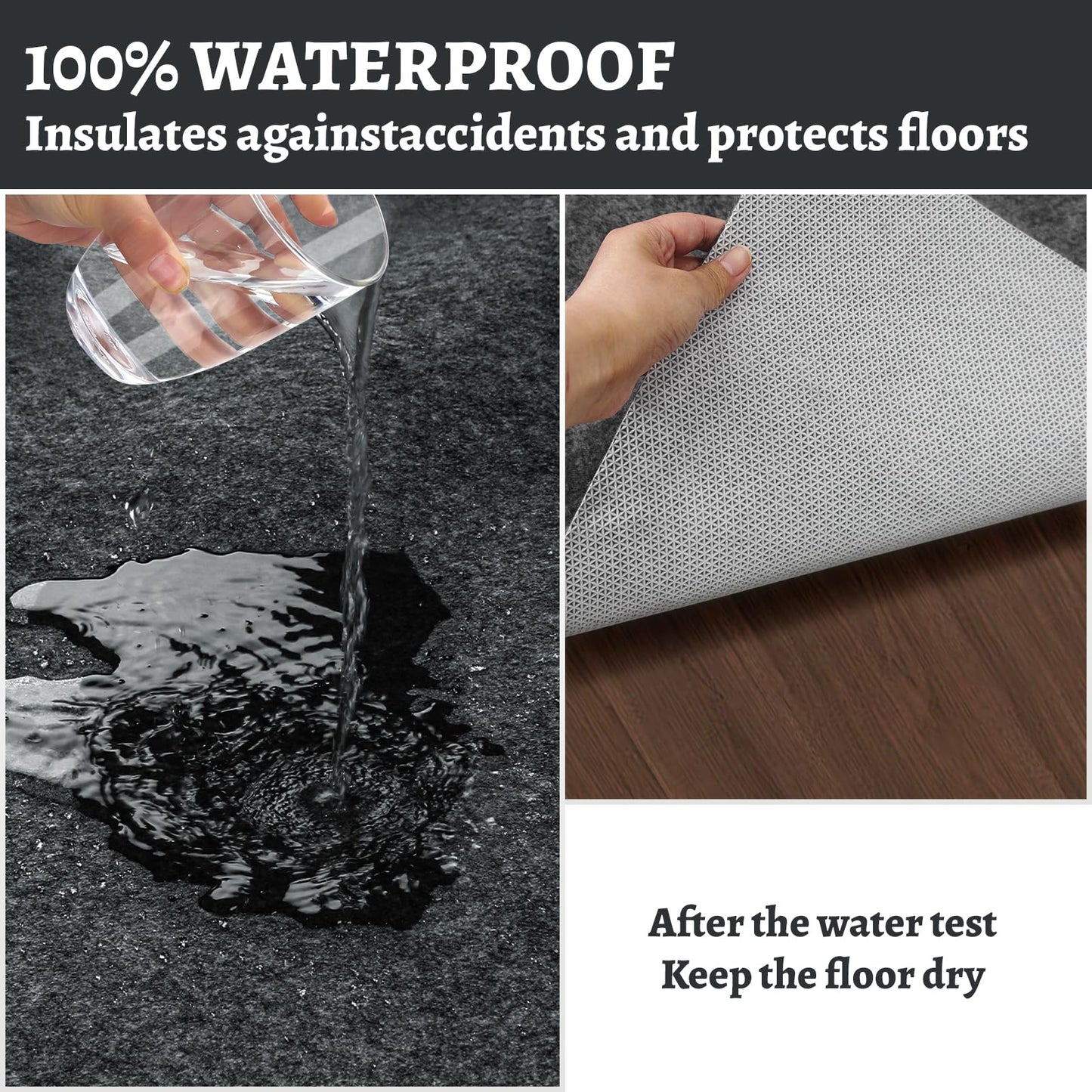 100% Waterproof Rug pad, 6x9 ft Area Rug Non-Slip Rug Pads, Carpet Pads for All Floors and finishes, Felt pad for Hardwood Floors, Keep Carpets in Place Soft and Secure
