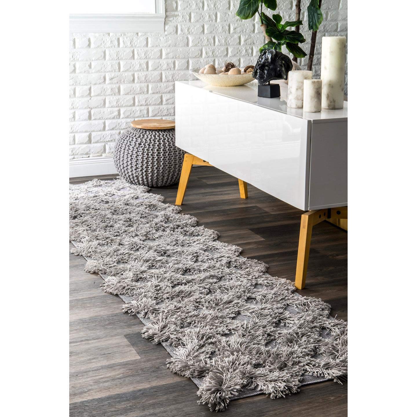 nuLOOM Francene Diamond Trellis Shag Area Rug, 4x6, Silver