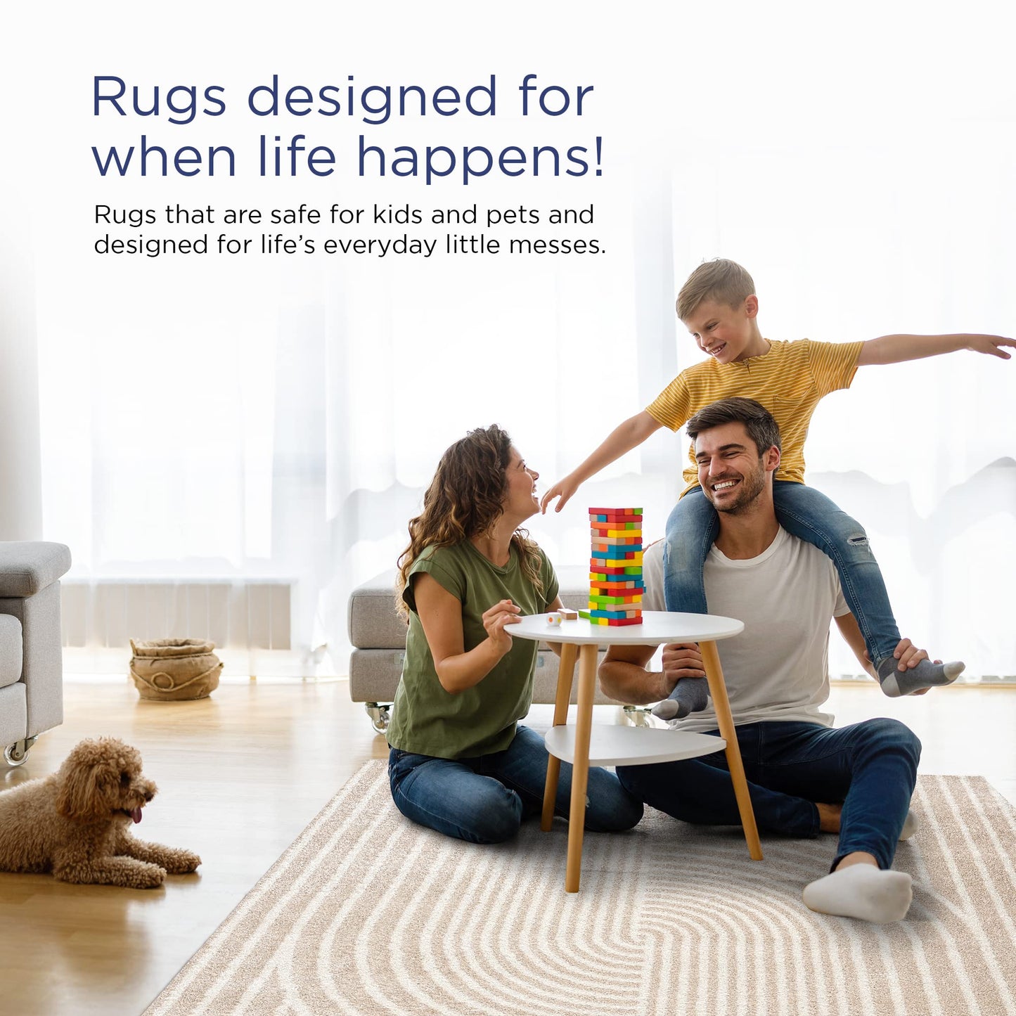 Abani Area Rug for Living Room -Nuevo 6' x 9' Beige Arch Pattern Area Rug, Soft and Durable Living Room Rug, Stain and Fade Resistant, Chic Modern Design, Pet & Kid Friendly