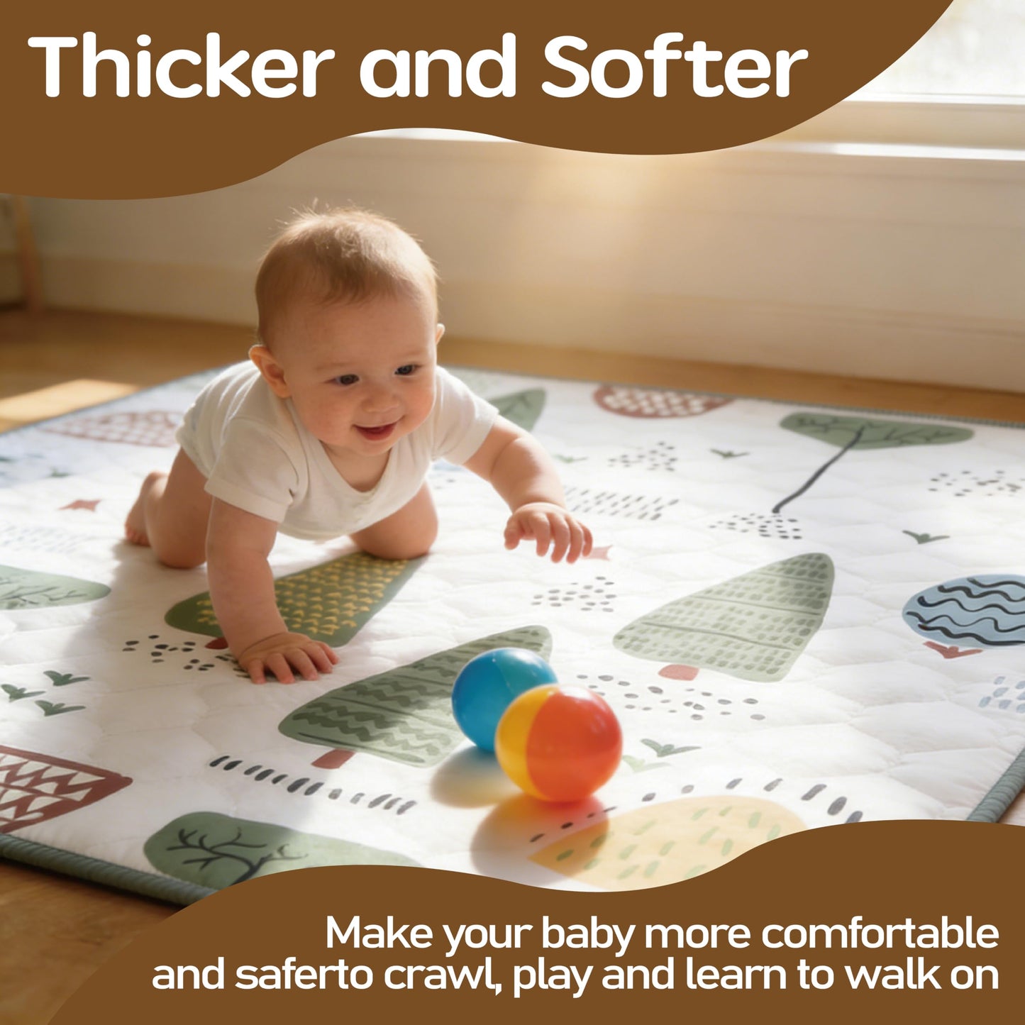 DstoPar Baby Play Mat, 50" x 50" Baby Floor mat, Thick Cushioning Padding Foam Playpen Mat for Babies and Toddlers to Play and Crawl,Non-Slip & Machine Washable