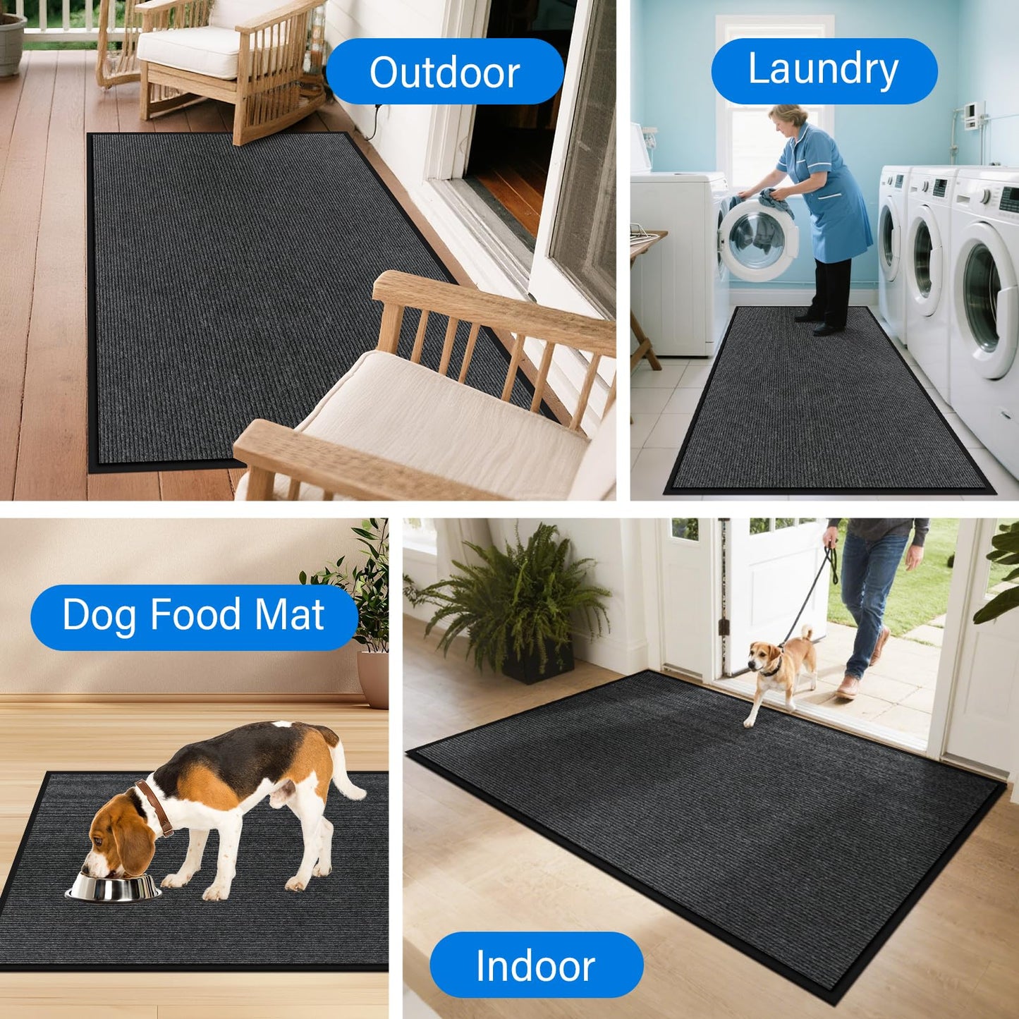 3' X 5' Durable Front Door Mat Indoor Outdoor Entrance, Commercial Door Floor Mat Heavy Duty Non-Slip Backing Entryway Doormats, Outdoor Mats for Home Entrance & Commercial High Traffic Area