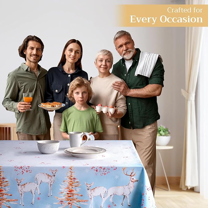 Maison d' Hermine Table Cloth Rectangle Table 100% Cotton 60 x 120 Inches Fall Tablecloth Reusable Everyday Use for Thanksgiving Christmas Decorations Dining Farmhouse Party (Fairy Tale Forest)