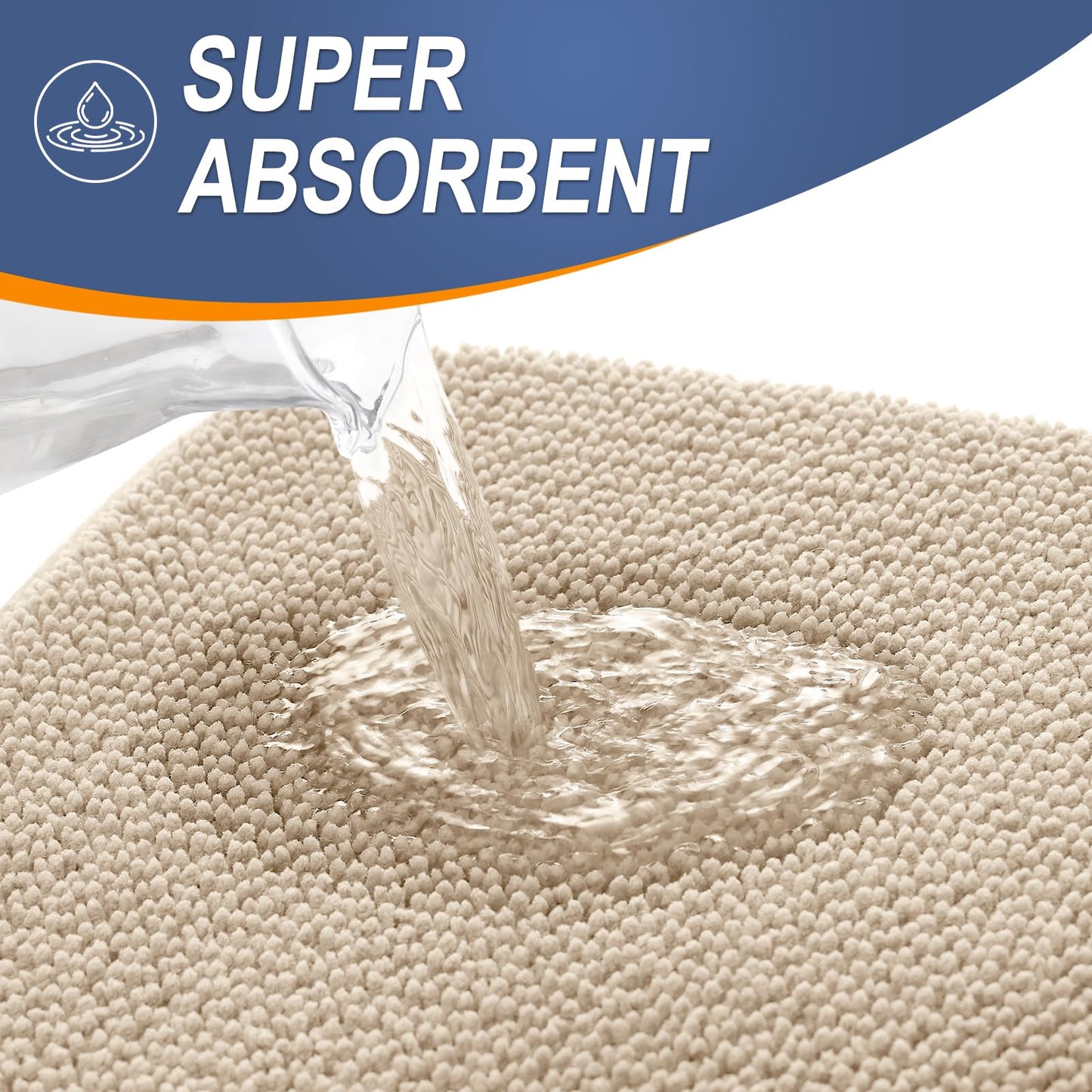 OLANLY Thick Memory Foam Small Bathroom Rugs 24x16, Extra Soft Absorbent Bathroom Mat, Quick Dry Bath Mat, Non-Slip, Machine Washable Carpet for Bathroom, Tub and Shower, Home Decor Accessories, Beige