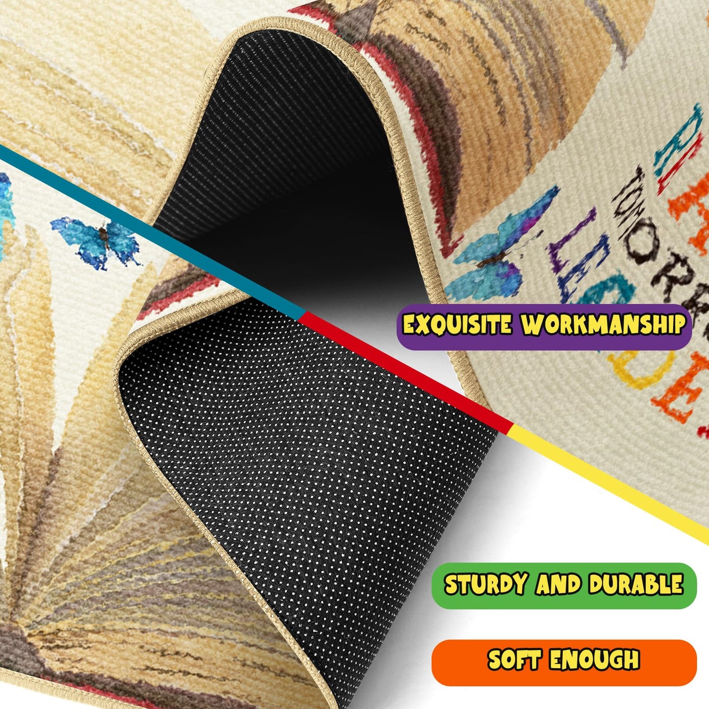 Teenyyou 5 x 3.3 ft Large Classroom Rug Elementary Reading Educational Area Rug Kids Room Children Classroom Carpet Playroom Learning Colorful Square School Decor Seating Carpet 7 Seats