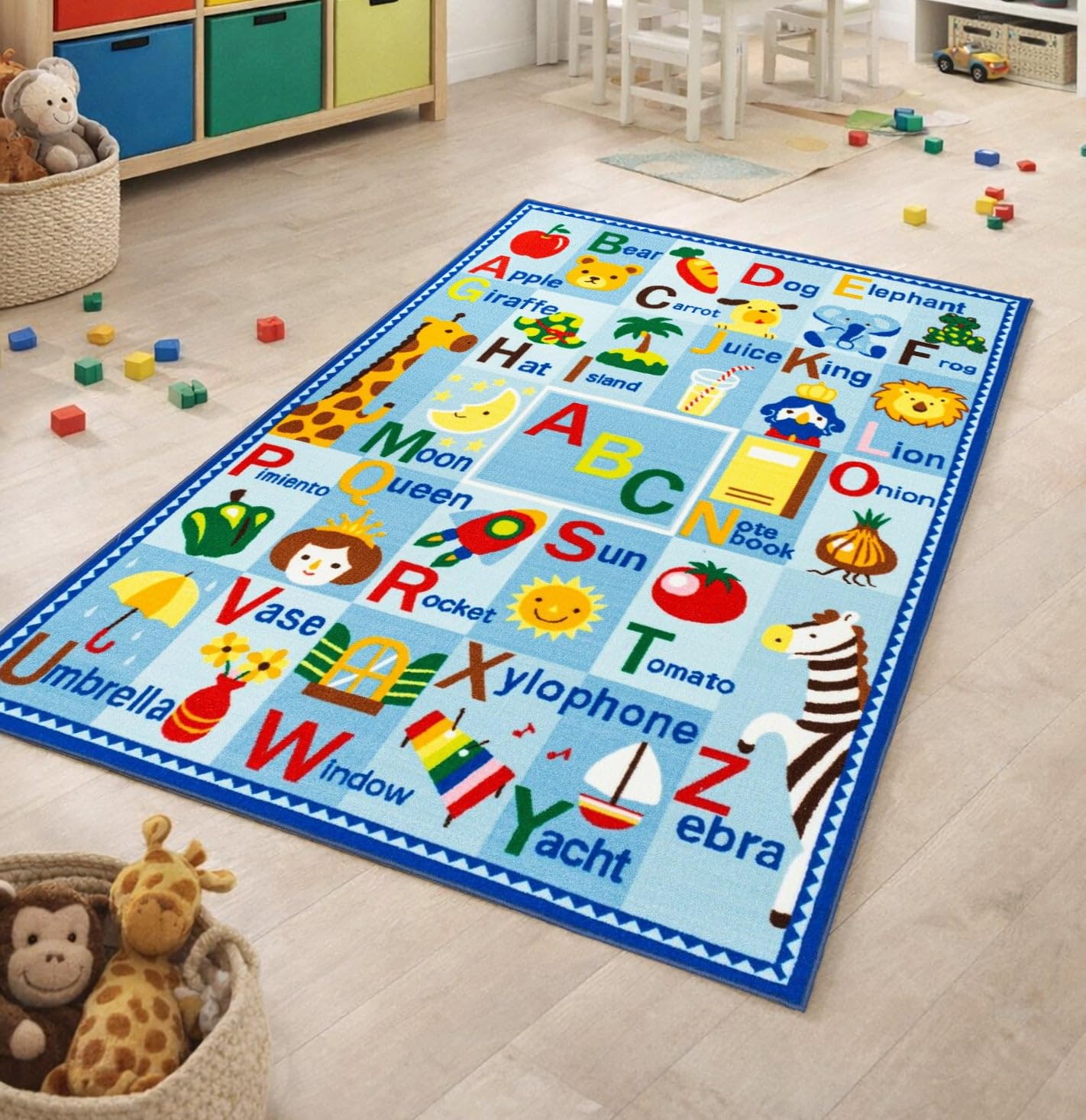 31" x 58" - Reversible Educational Alphabet ABCs/Girl's City Roads Fun Kids Area Rug