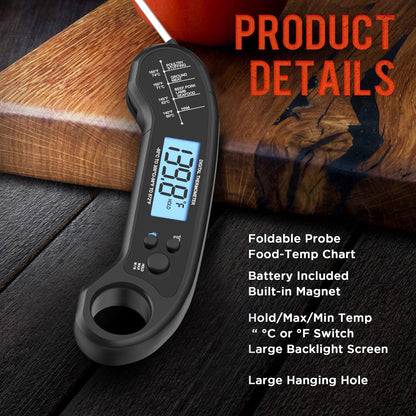 Meat Thermometer Digital, Instant Read Meat Thermometer for Grill and Cooking, Waterproof Food Thermometer for Kitchen and Outside, BBQ, Turkey, Candy, Liquids, Beef