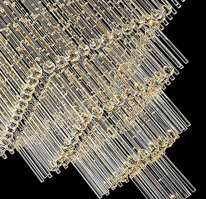D40''X H120'' Extra Large Chandeliers for High Ceilings Crystal Raindrop Chandeliers Large Villa Chandelier Entrance Foyer Square Ceiling Light LED Dimmable 2700K-6000K 16 led bulbs include