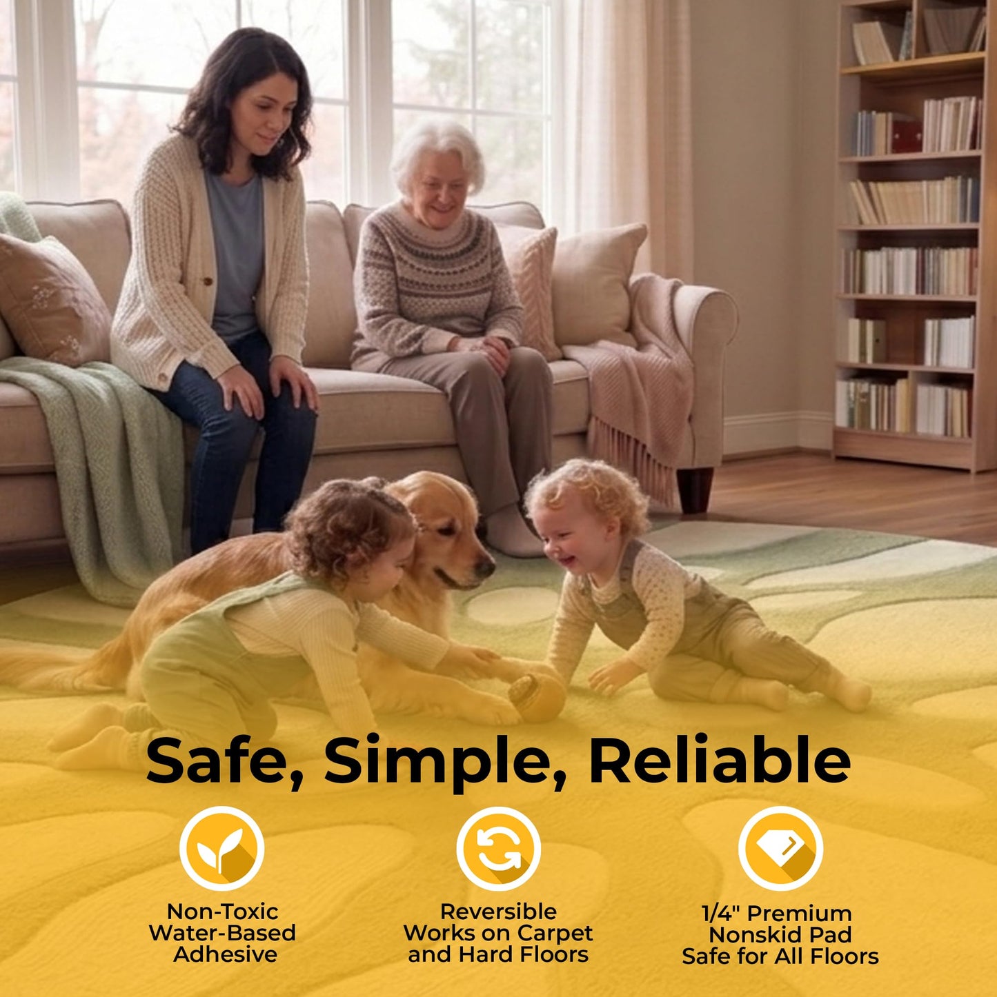 Hold-a-Rug Plush 10' x 14' Nonskid, Nonslip Rug Pad, Reversible Gripper, ¼ Thick, Safe for All Floors and Carpet, Keep Area Rugs Secure