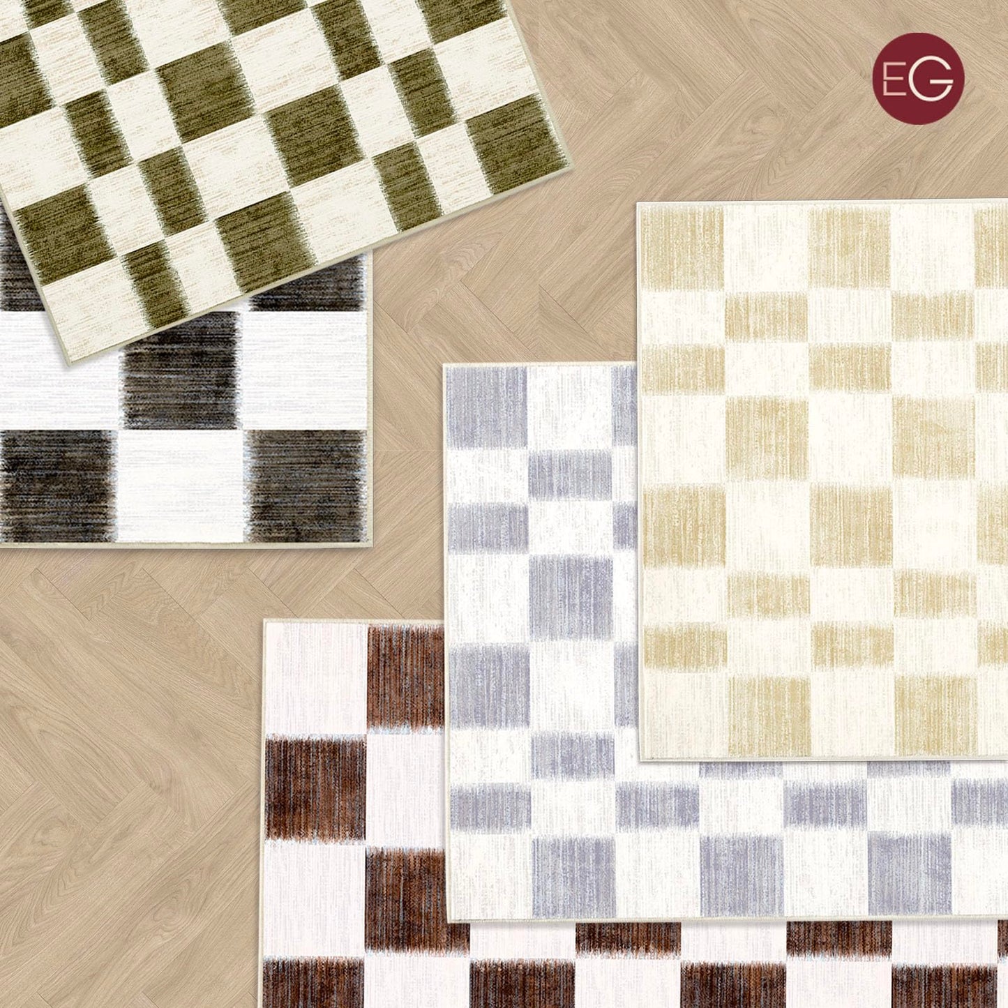 EVERGRACE Checkered Plaid Area Rug 2x6, Soft Faux Wool Rugs Washable Anti Slip Rugs Long Runner Rug Carpet for Entryway Bedroom Living Room Hallway Kitchen Dining Room and Laundry Room, Beige