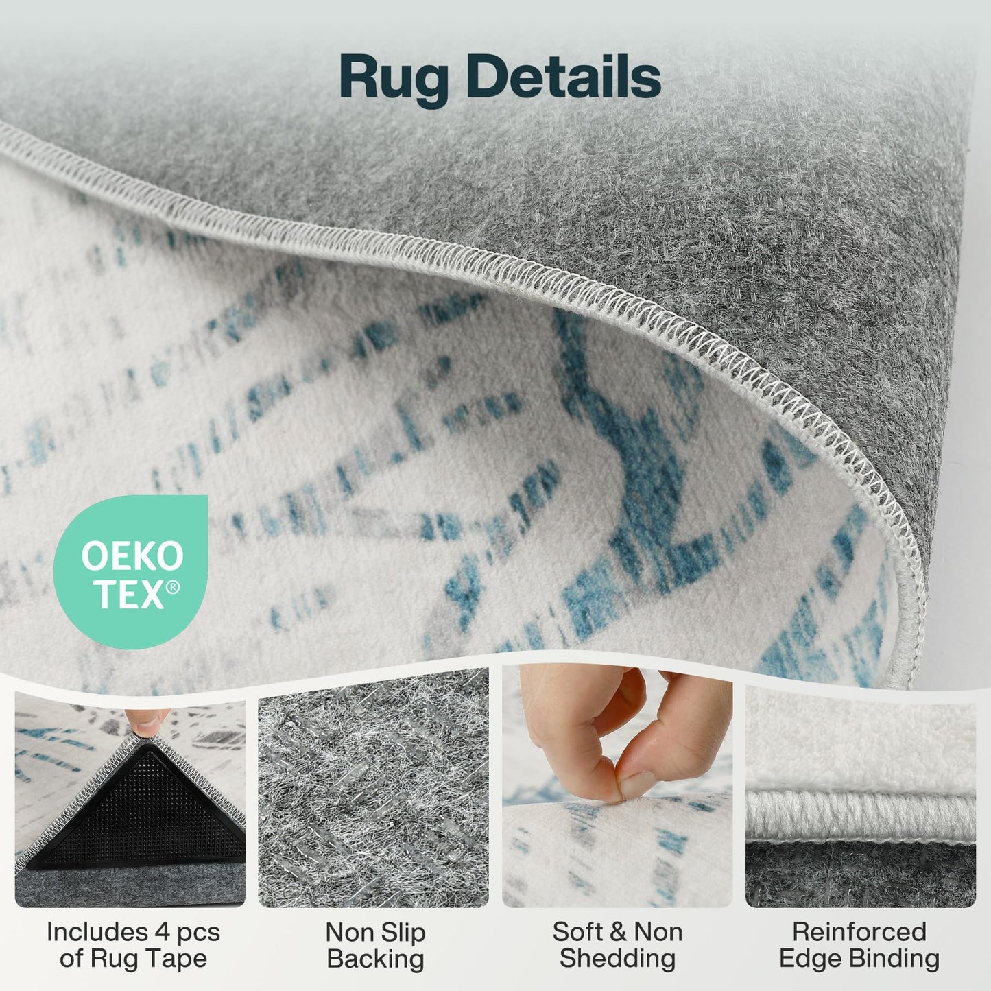 Tribesigns Boho Coastal 5x7 Washable Area Rugs for Living Room, Soft Non-Slip Rugs for Bedroom Dining Room, Large Ultra Thin Printed Carpet for Ocean Beach Dorm Kids Room Office Decor