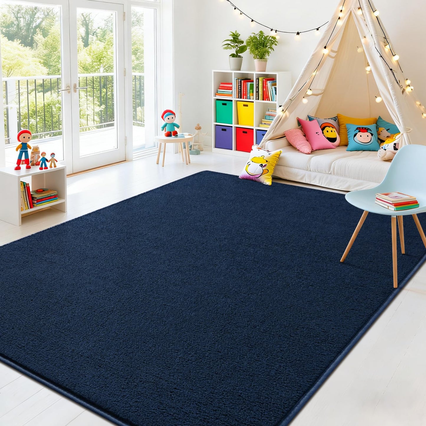 Nuttumico Soft Rug for Living Room, 5x7 Feet Navy Blue Area Rug, Modern Carpets Fuzzy Rug for Kids Boys Girls Dorm Nursery Home Decor, Anti-Skid and Non-Shedding