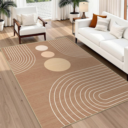Area Rug 5x7 Boho Modern Minimalist Geometric Abstract Rug Brown Mid Century Modern Rug for Living Room Machine Washable Non-Slip Printed Low Pile Indoor Carpet for Bedroom Dining Room Office Brown