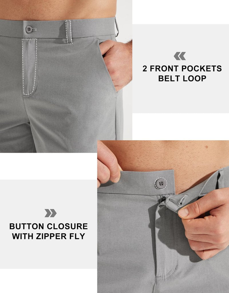 Libin Men's Work Pants Comfy Golf Pants 34" Quick Dry Lightweight Dress Slacks Business Casual Clothing for Men Travel HIiking Outdoor, Light Grey, 38W x 34L
