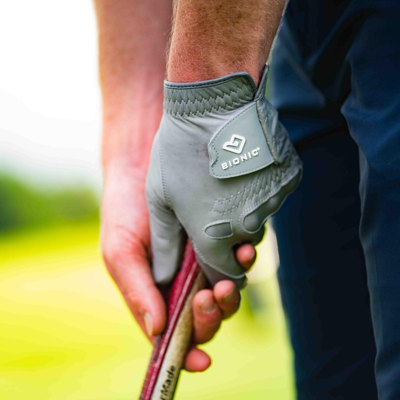 Bionic Men's StableGrip with NaturalFit 2.0 Golf Glove with Dual Expansion Thumb for Best Fit - Premium Cabretta Leather… (Gray, Medium/Large, Left)