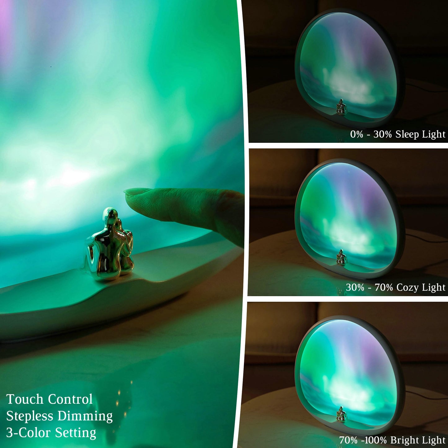 mamre Northern Lights Night Light Touch Dimmable Creative Valentine Christmas Birthday Gift for Him/Her