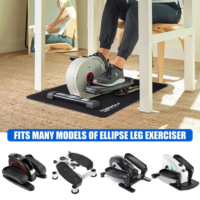TOBWOLF Non-Slip Workout Mat for Under Desk Ellipticals, Exercise Mat for Ellipse Leg Exerciser Machine, Apply to Foot & Leg Pedal Exerciser for Seniors Fitness, Enhanced Stability & Floor Protection