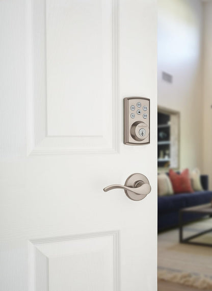 Kwikset 98880-004 SmartCode 888 Smart Lock Touchpad Electronic Deadbolt Door Lock with Z-Wave Plus Featuring SmartKey Security in Satin Nickel, Medium