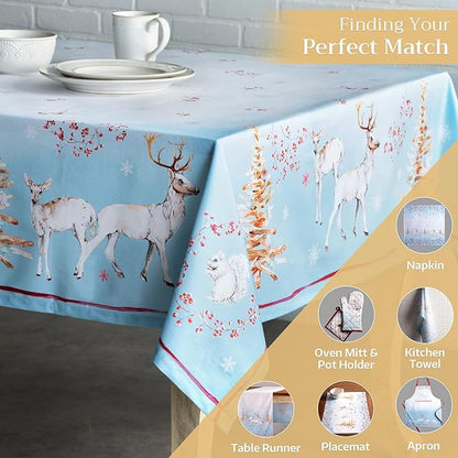 Maison d' Hermine Table Cloth Square Table 100% Cotton 54 x 54 Inches Fall Tablecloth Reusable Everyday Use for Thanksgiving Christmas Decorations Dining Farmhouse Party (Fairy Tale Forest)