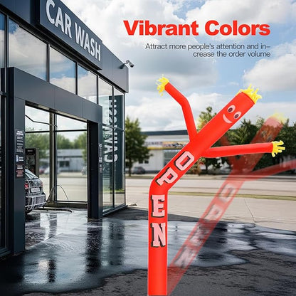 6ft Sky Air Puppet Dancer 9in Diameter Inflatable Waving Tube Man Attachment - Wacky Waving Dancing Tube Guy for Business Promotion Stand Out Advertising - Red Open Dancer ONLY - NO Blower