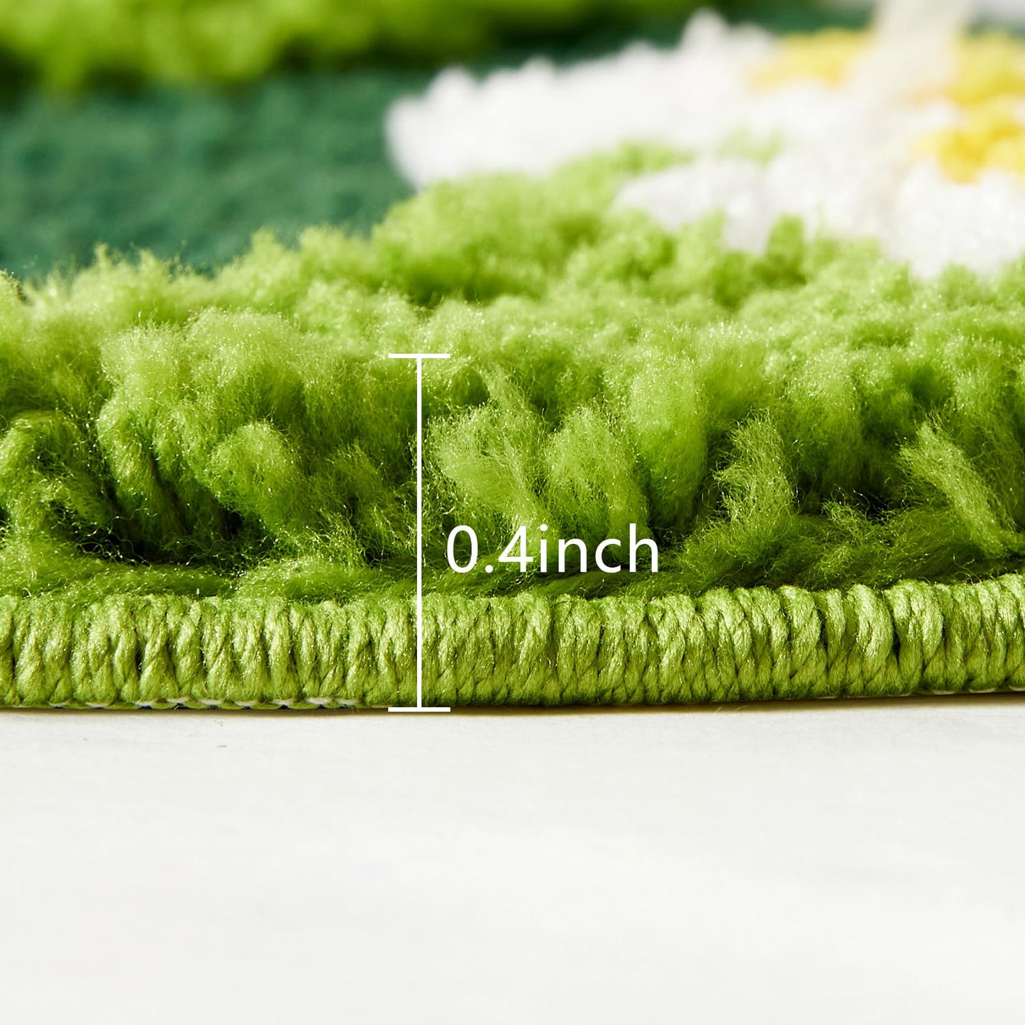 Ouyattle Cute Green Floral Large Bathroom Rugs Bath Mat 3ft Non Slip Washable, Modern Chic Boho Aesthetic Trendy Funky Microfiber Shaggy Tufted Grass Rugs for Bedroom Dorm Nursery Bathroom Kitchen