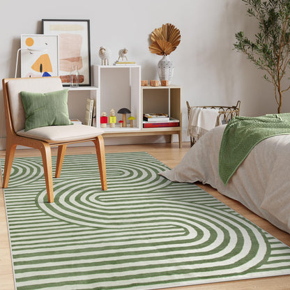 Lahome Green Washable Rug 5x7, Soft Kids Bedroom Rug Mid Century Modern Area Rugs for Living Room, Non-Slip Ultra-Thin Stain Resistance Abstract Rug for Nursery Large Playroom Office Alba(5'X7',Green)