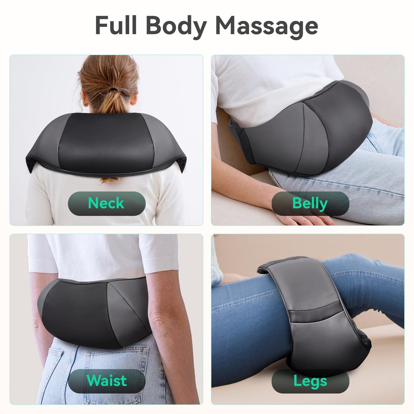 Snailax Cordless Massager - Shiatsu Neck and Shoulder Massager with Heat, Portable, Lumbar, Back Electric Massage Pillow, Christmas Gift