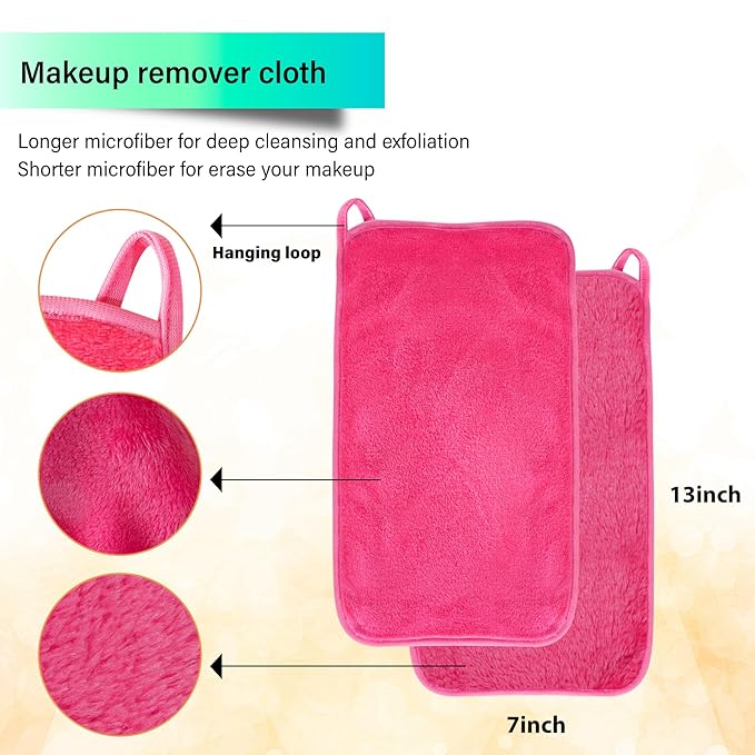 Nugilla Makeup Remover Cloths, 8 Packs Makeup Remover Towels Reusable Face Wash